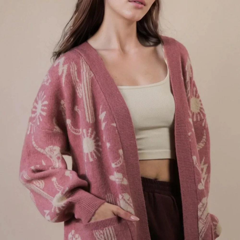 Mauve Western Patterned Sweater - Picture 4 of 4